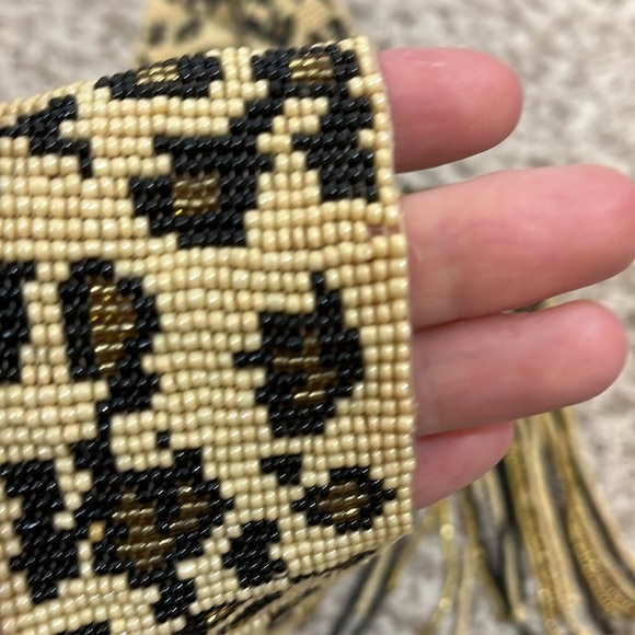 Heavy Fully Beaded Cheetah Printed Belt with Beaded Tassels - Picture 6 of 7
